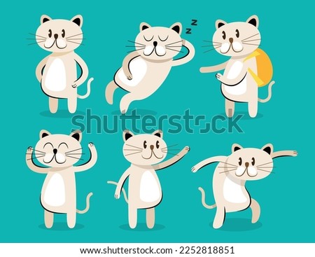 cute cat cartoon collection vector illustration