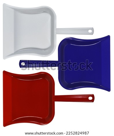 Metal dustpan isolated on white background. Household chore concept. Household cleanliness and hygiene
