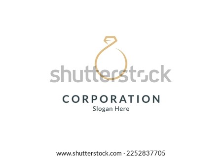 Gold ring jewelry logo design in simple shape Royalty-Free Stock Photo #2252837705