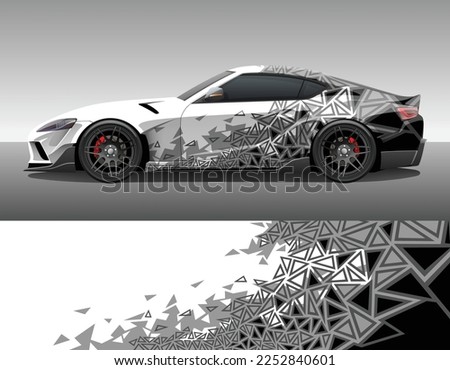 Car wrap racing decal ornament. Abstract geometric triangle camouflage sport background design print template. Vector illustration. Royalty-Free Stock Photo #2252840601
