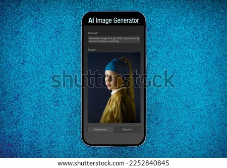Concept of generating photo-realistic image by AI (Artificial Intelligence) software Royalty-Free Stock Photo #2252840845