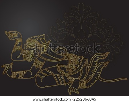 hanuman of thai tradition gold