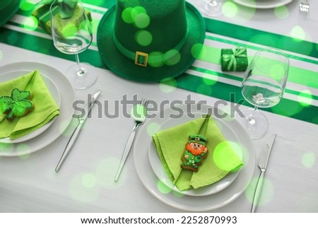Stylish table setting for St. Patrick's Day celebration