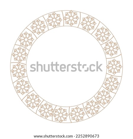 Beautiful round frame in Arabic style on white background
