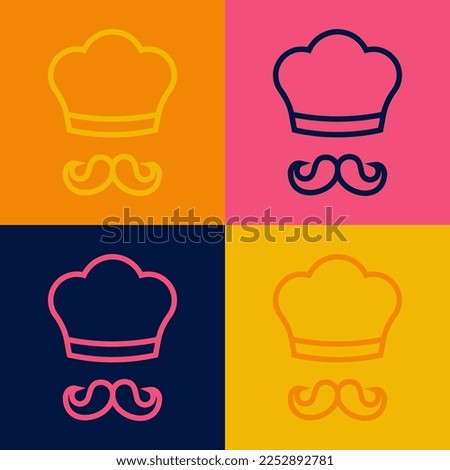 Pop art line Italian cook icon isolated on color background.  Vector