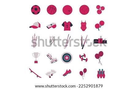 sport equipment vector collection engraving