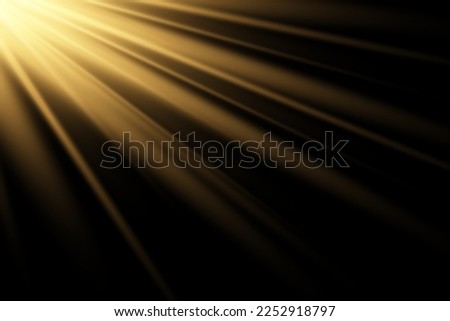 Vector golden sun light effect. Glowing sunrays on black background. Stock royalty free vector Royalty-Free Stock Photo #2252918797