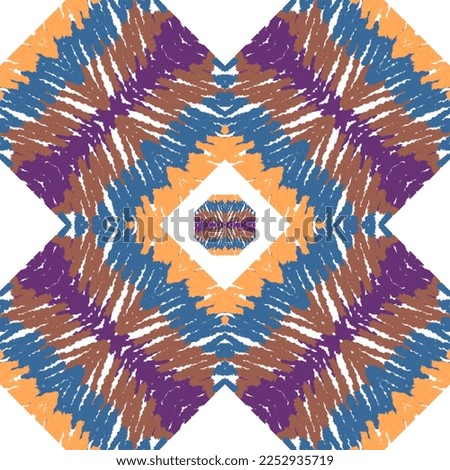 Drawing lines in yellow, blue, purple and brown, Design, Fabric pattern, Used as background image.