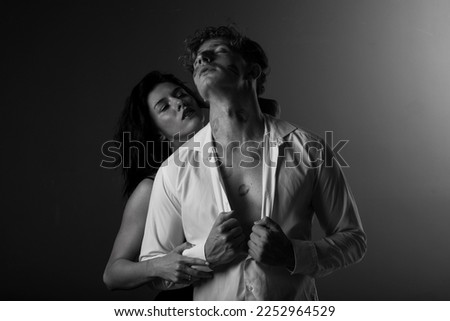 silhouette of man and woman. Couple in love. 
 Royalty-Free Stock Photo #2252964529