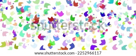 White background with colorful confetti butterflies. Designs for holidays, postcards, posters, websites, carnivals, posters. Place for text.