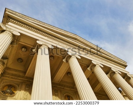 The Romanian Athenaeum, a concert hall in the center of Bucharest, Romania Royalty-Free Stock Photo #2253000379