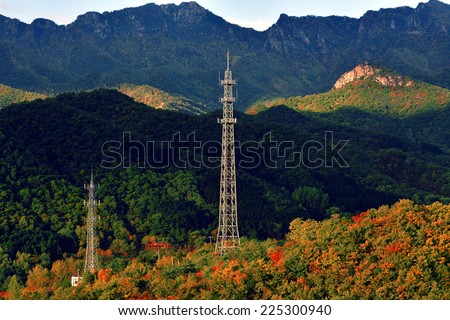 electrical transmission tower on the mountain