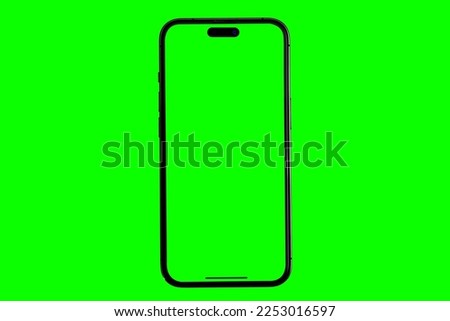 Studio shot of mobile phone or smartphone with green screen in vertical position isolated on background. Mock up mobile for Infographic Global Business web site design app - Clipping Path