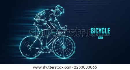 Abstract silhouette of a road bike racer, man is riding on sport bicycle isolated on blue background. Cycling sport transport. Vector illustration