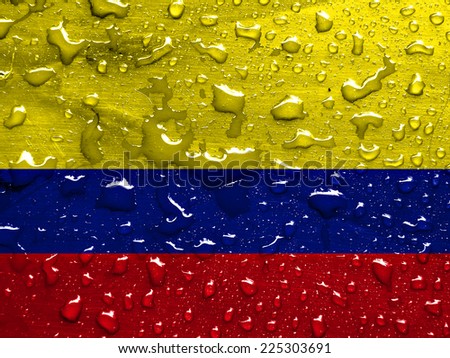 flag of Colombia with rain drops