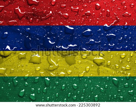 flag of Mauritius with rain drops