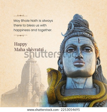 Lord shiva statue and temple, Happy maha shiv ratri Royalty-Free Stock Photo #2253054695