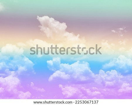beauty sweet pastel green yellow    colorful with fluffy clouds on sky. multi color rainbow image. abstract fantasy growing light