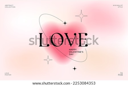 Modern design template of Valentines day and Love card, banner, poster, cover. Trendy minimalist aesthetic with gradients and typography, y2k background. Pale pink and yellow, red vibrant colors. Royalty-Free Stock Photo #2253084353