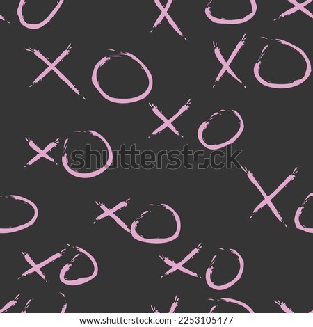 Seamless Valentine's Day XOXO Pattern Black and Pink Vector
