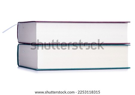 Stack books education on white background isolation