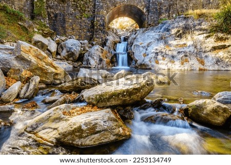 Beautiful waterfall by the Forest Heritage National Scenic Byway in North Carolina Royalty-Free Stock Photo #2253134749