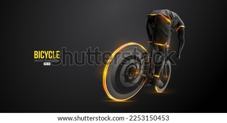 Abstract silhouette of a road bike racer, man is riding on sport bicycle isolated on black background. Cycling sport transport. Vector illustration Royalty-Free Stock Photo #2253150453