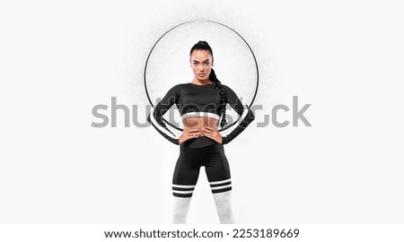 Download high resolution photo for advertising and promotion of gym or fitness club in social networks. Fit woman isolated on white background.