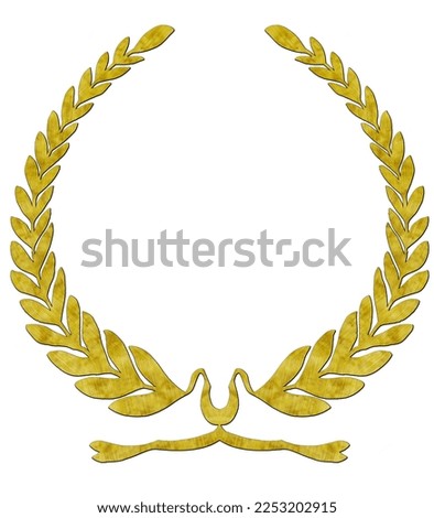 Golden laurel wreath isolated on white background symbol of victory Royalty-Free Stock Photo #2253202915