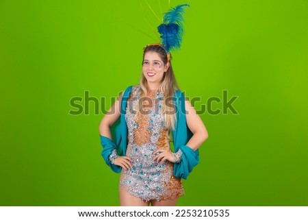 Photo of blonde dancer woman on green background