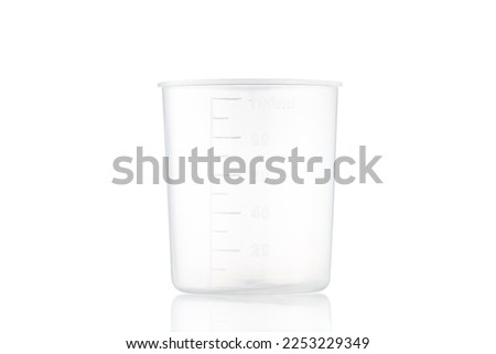 Transparent plastic jar 100 ml on a white background. Royalty-Free Stock Photo #2253229349