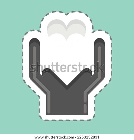 Sticker line cut Kind. related to Volunteering symbol. Help and support. friendship