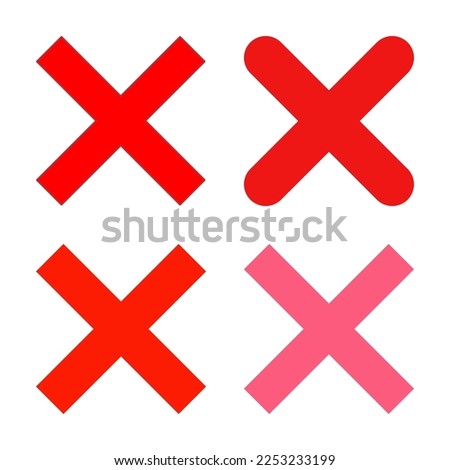 Cross mark set vector flat icon. Isolated cross mark emoji illustration