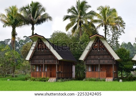 Tongkonan traditional houses and natural scenery in North Toraja tourist sites. Indonesia's natural beauty