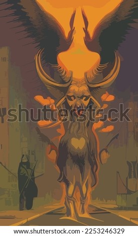 Design illustration Graphic of Baphomet Dark Devil Evil Sketch Vector Satanism