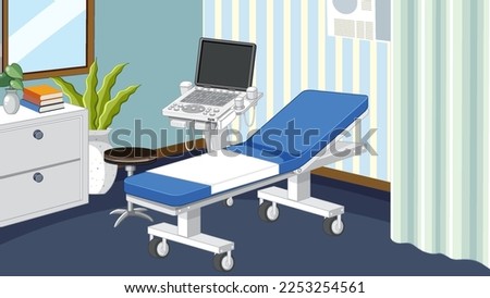 Hospital room template for pregnancy ultrasound illustration
