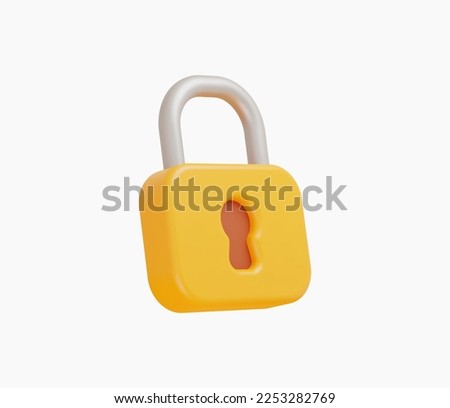 3d Realistic Yellow Locked padlock vector illustration Royalty-Free Stock Photo #2253282769