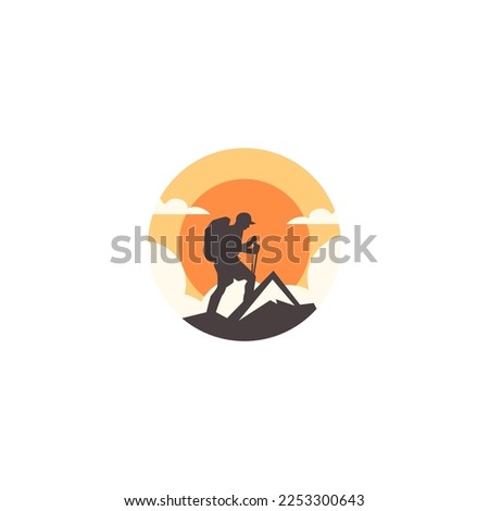 mountain climber vector logo design