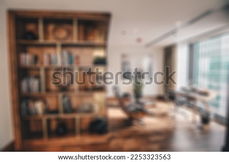 Blurred  personal office desk for boss office room, this background is ideal for online meeting background or educational meeting background or office meeting background