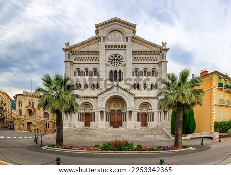 View of Saint Nicholas Cathedral in Monaco Ville, Monte Carlo. It is famous for the tombs of Princess Grace and Prince Rainier. Royalty-Free Stock Photo #2253342365