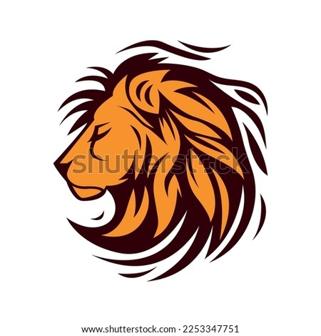 Lion Mascot Logo Concept Vector Illustration Cartoon. Suitable For Logo, Wallpaper, Banner, Background, Card, Book Illustration, T-Shirt Design, Sticker, Cover, etc