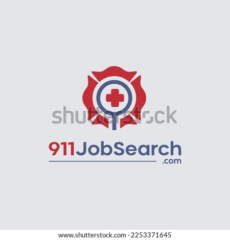 Medical job logo design template. Check search icon combined with medical cross.