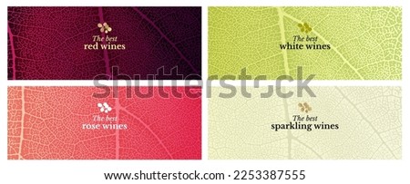 Template with vine leaf texture background. Vegetable background for wine designs. Colores del vino. Header for news, web or social networks. vector illustration. Royalty-Free Stock Photo #2253387555