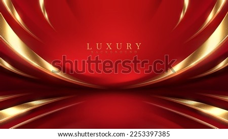 Luxury background with golden line elements and curve light effect decoration and bokeh. Royalty-Free Stock Photo #2253397385