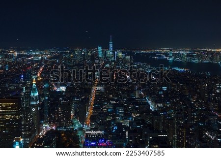 New York City - Manhatten - Aerial skyline at night