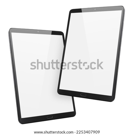 Two tablet computers, isolated on white background Royalty-Free Stock Photo #2253407909