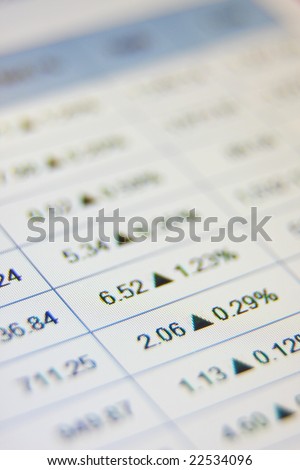 Stock market rates, closeup lcd photo