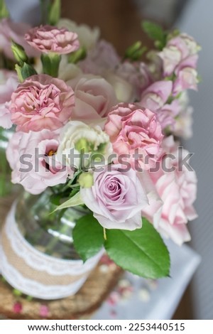 table flowers at wedding reception in vase