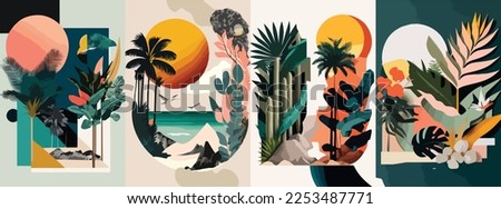 Collage Template of Vector Art Illustration Graphic Modern Poster and Cover of tropical Royalty-Free Stock Photo #2253487771