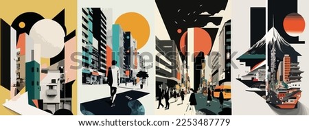 Collage Template of Vector Art Illustration Graphic Modern Poster and Cover of tokyo Royalty-Free Stock Photo #2253487779
